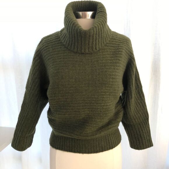 New Nordstrom Leith Olive Alpaca Wool Sweater Dolman Cozy Turtleneck Pullover - Picture 1 of 9
